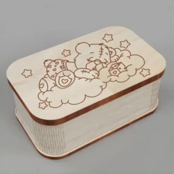 Sweet dreams wooden box with cute sleeping panda engraving art S0000218 file cdr and dxf pdf free vector download for Laser cut