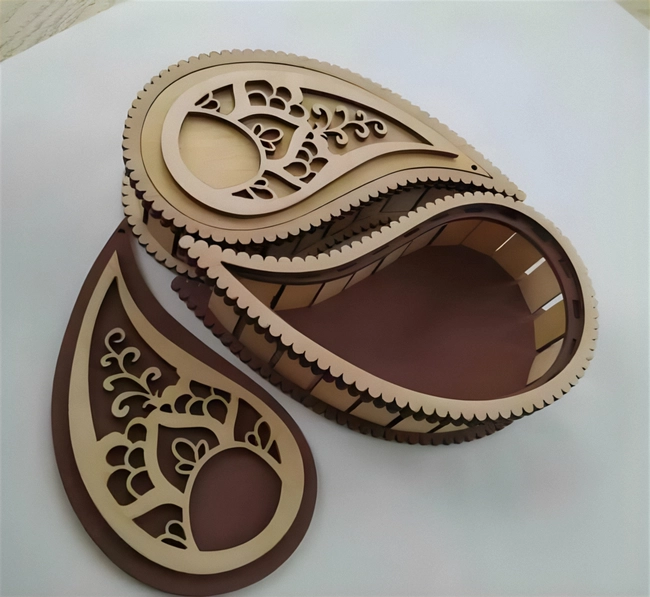 Teardrop Yin Yang Wooden Decorative Box S0000228 file cdr and dxf pdf free vector download for Laser cut