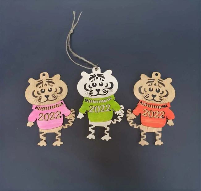 Tiger in sweater new year ornament S0000754 file cdr and dxf pdf free vector download for Laser cut 5 Tiger in sweater new year ornament S0000754 file cdr and dxf pdf free vector download for Laser cut