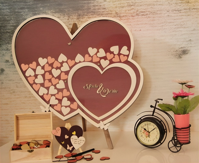 Two Hearts Guest Book with Hearts for Wishes S0000178 file cdr and dxf pdf free vector download for Laser cut 5 Two Hearts Guest Book with Hearts for Wishes S0000178 file cdr and dxf pdf free vector download for Laser cut