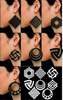 Unique Wood Earring Collection S0000182 file cdr and dxf pdf free vector download for Laser cut