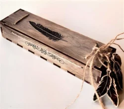 Wooden engraved feather pen gift box S0000792 file cdr and dxf pdf free vector download for Laser cut
