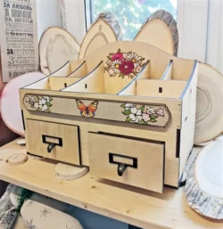 Wooden makeup organizer with drawers S0000802 dxf pdf free vector download for Laser cut