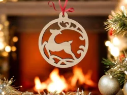Christmas deer bauble S0001324 file cdr and dxf pdf free vector download for Laser cut