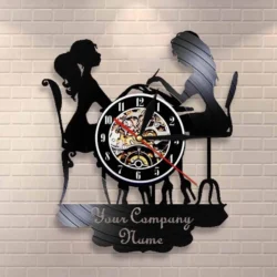 Customized nail salon vinyl record wall clock S0001644 file cdr and dxf pdf free vector download for Laser cut