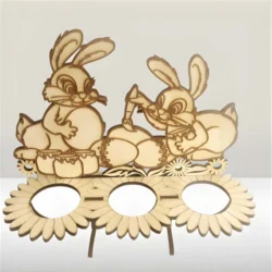 Easter egg stand with bunnies for 3 eggs S0001612 file cdr and dxf pdf free vector download for Laser cut