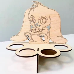 Engraved easter bunny egg stand for 4 eggs S0001617 file cdr and dxf pdf free vector download for Laser cut
