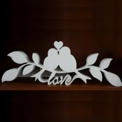 Lovebirds couple on branch decor for valentines day S0001206 file cdr and dxf pdf free vector download for Laser cut