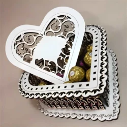 Personalized heart shaped wooden gift box S0001213 file cdr and dxf pdf free vector download for Laser cut