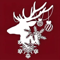 Reindeer head with snowflakes and balls christmas decoration S0001221 file cdr and dxf pdf free vector download for Laser cut