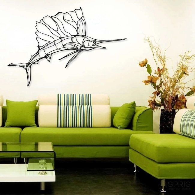 Sailfish metal wall art decor laser cut lin S0001224 file cdr and dxf pdf free vector download for Laser cut