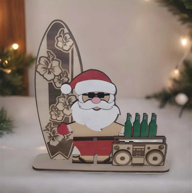 Santa claus with surfboard christmas decoration S0001469 file cdr and dxf pdf free vector download for Laser cut 5 Santa claus with surfboard christmas decoration S0001469 file cdr and dxf pdf free vector download for Laser cut