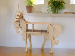 Unicorn bookshelf animal shape consol S0001598 file cdr and dxf pdf free vector download for Laser cut