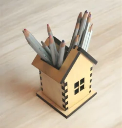 Wooden house shaped pen S0001518 file cdr and dxf pdf free vector download for Laser cut
