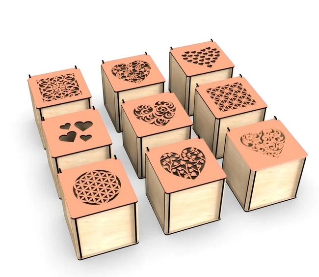 Valentine box E0023605 file cdr and dxf pdf free vector download for laser cut