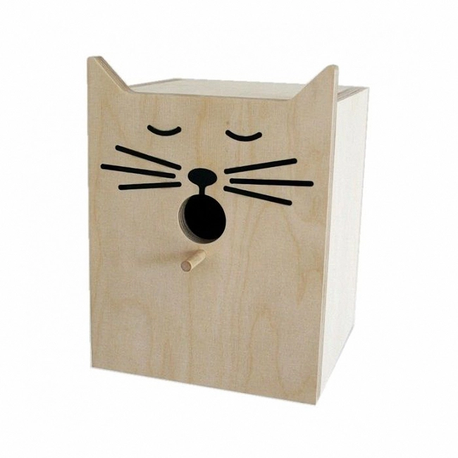 Cat face wooden birdhouse M0000016 file cdr and dxf pdf free vector download for laser cut