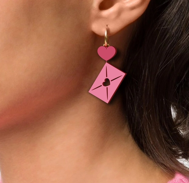 Valentine earrings E0023625 file cdr and dxf pdf free vector download for laser cut