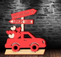 Valentine’s directional sign E0023630 file cdr and dxf pdf free vector download for laser cut
