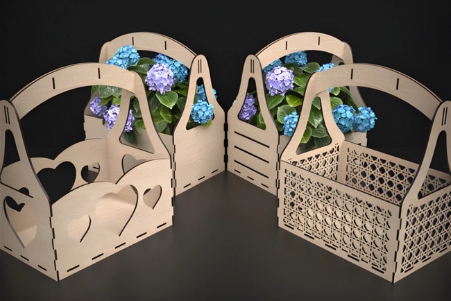 Flower basket E0023812 file cdr and dxf pdf free vector download for laser cut