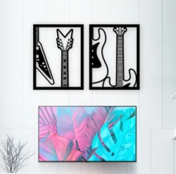 Guitar wall decor E0023841 file cdr and dxf pdf free vector download for Laser cut plasma