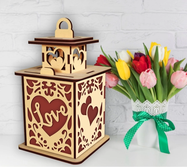 Valentine light box E0023806 file cdr and dxf pdf free vector download for laser cut