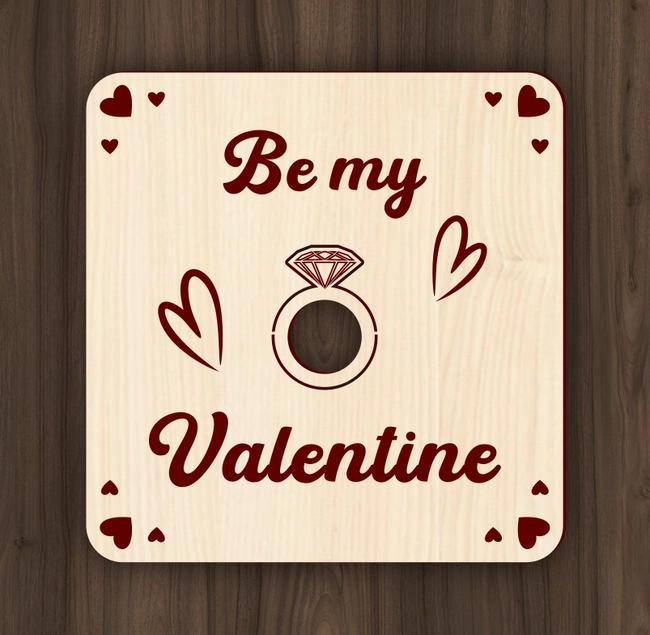 Valentine ring card E0023772 file cdr and dxf pdf free vector download for laser cut