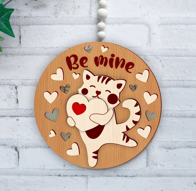 Valentine round sign E0023786 file cdr and dxf pdf free vector download for laser cut