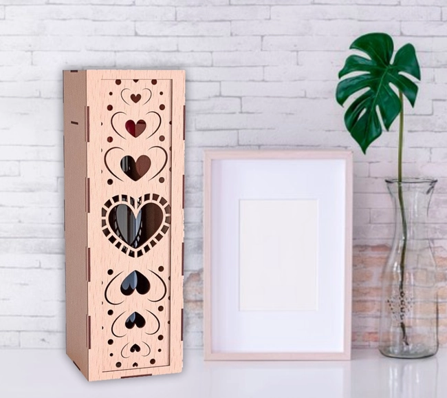Valentine wine box E0023777 file cdr and dxf pdf free vector download for laser cut