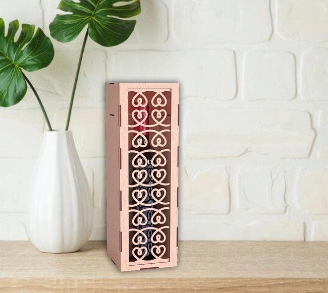 Valentine wine box E0023781 file cdr and dxf pdf free vector download for laser cut