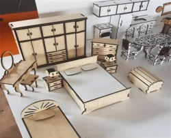 Doll house furniture E0023870 file cdr and dxf pdf free vector download for Laser cut