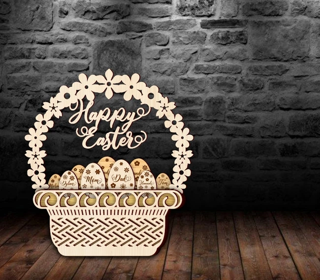 Easter Basket E0023890 file cdr and dxf pdf free vector download for Laser cut