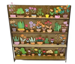 Flower and cactus mini stand E0023932 file cdr and dxf pdf free vector download for Laser cut