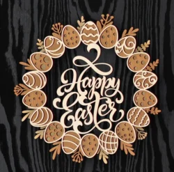 Happy Easter E0023904 file cdr and dxf pdf free vector download for Laser cut