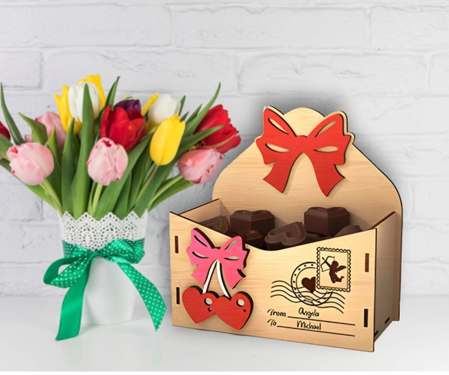 Letter gift box E0023880 file cdr and dxf pdf free vector download for Laser cut