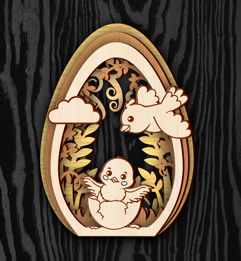 Multilayer easter eggwith birds E0023905 file cdr and dxf pdf free vector download for Laser cut 5 Multilayer easter eggwith birds E0023905 file cdr and dxf pdf free vector download for Laser cut