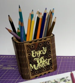 Pencil holder E0023921 file cdr and dxf pdf free vector download for Laser cut