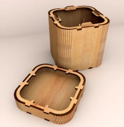 Wooden storage box E0023893 file cdr and dxf pdf free vector download for Laser cut