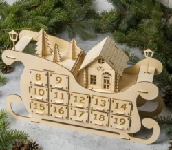 Advent sleigh E0024049 file cdr and dxf pdf free vector download for laser cut