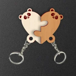 Bear Couple keychain E0023984 file cdr and dxf pdf free vector download for laser cut
