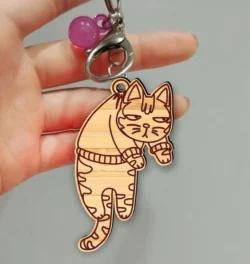 Cat keychain E0024071 file cdr and dxf pdf free vector download for laser cut