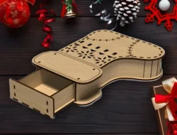 Christmas gift box E0023996 file cdr and dxf pdf free vector download for laser cut