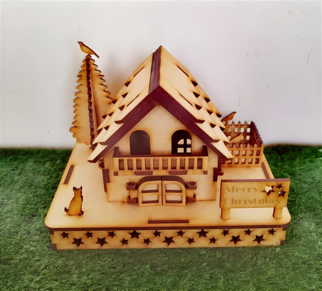Christmas house E0024009 file cdr and dxf pdf free vector download for laser cut