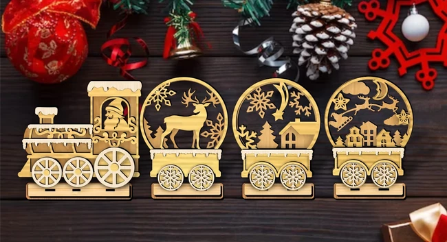 Christmas train E0024024 file cdr and dxf pdf free vector download for laser cut