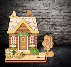 Easter bunny standing house E0023979 file cdr and dxf pdf free vector download for laser cut