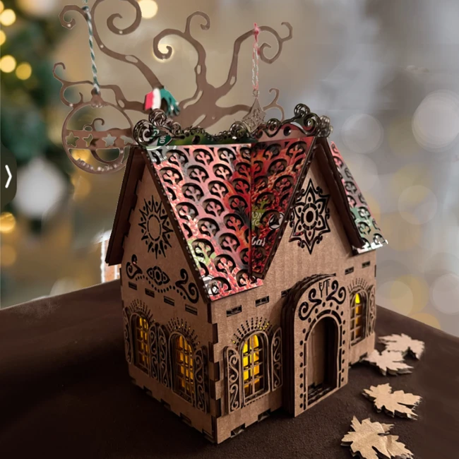 Gingerbread house E0024069 file cdr and dxf pdf free vector download for laser cut