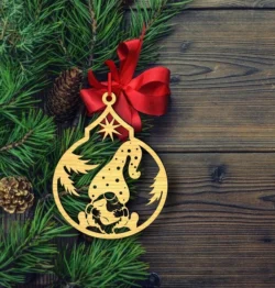 Gnome Christmas ball E0024061 file cdr and dxf pdf free vector download for laser cut