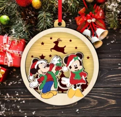 Mickey and minnie Christmas ball E0024047 file cdr and dxf pdf free vector download for laser cut