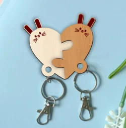 Rabbit Couple Keychain E0023985 file cdr and dxf pdf free vector download for laser cut