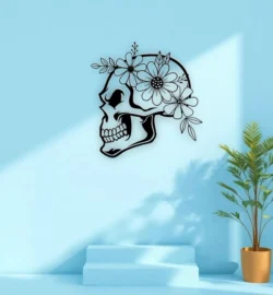 Skull And Flower E0024012 file cdr and dxf pdf free vector download for laser cut plasma
