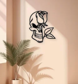 Skull and Rose E0024010 file cdr and dxf pdf free vector download for laser cut